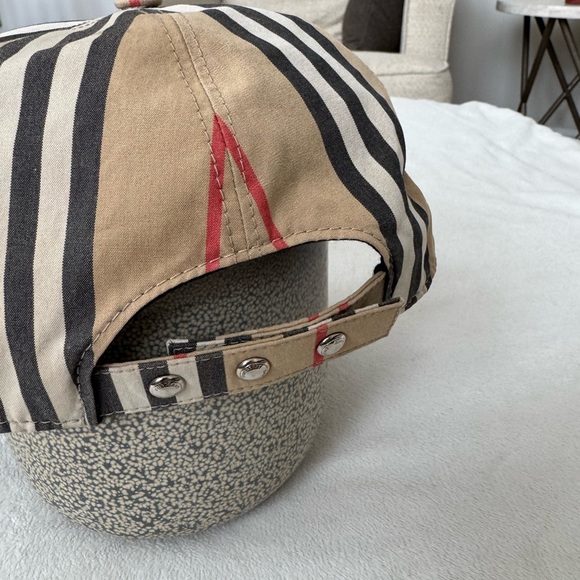 Burberry Tan Cap with Black and Red Accents